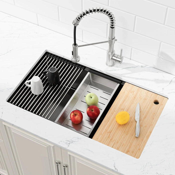 Stainless Steel Kitchen Sink, 30″x19″ Single Bowl, Undermount Handmade Sink in Black, with Cutting Board, Colander - DTY Store