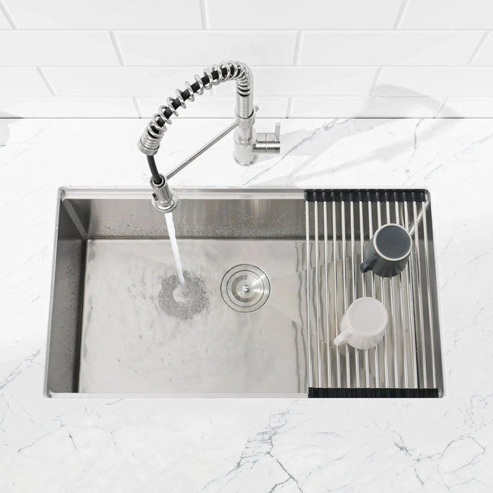 Stainless Steel Kitchen Sink, 33″x19″ Single Bowl, Undermount Handmade Sink in Dark Gray, with Cutting Board, Colander - DTY Store