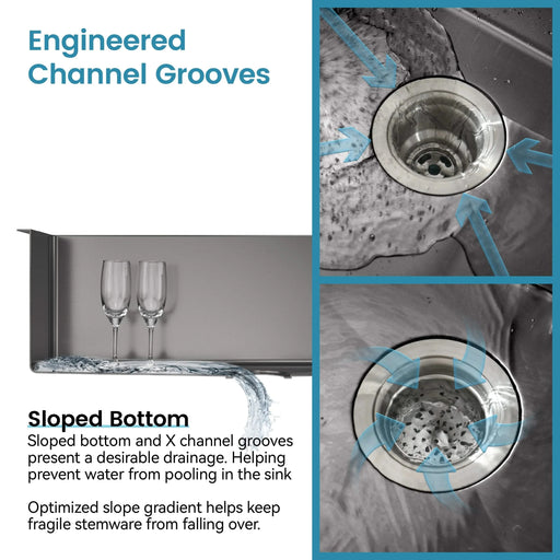 Stainless Steel Kitchen Sink, 33″x22″ Single Bowl, Overmount Handmade Sink in Black, with Cutting Board, Colander Default -DTYStore