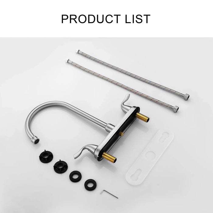 Stainless Steel Kitchen Sink Faucet with 2 Handles, Brushed Nickel Finish, 3-Hole Installation- DTY Store