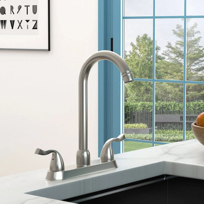 Stainless Steel Kitchen Sink Faucet with 2 Handles, Brushed Nickel Finish, 3-Hole Installation - DTY Store