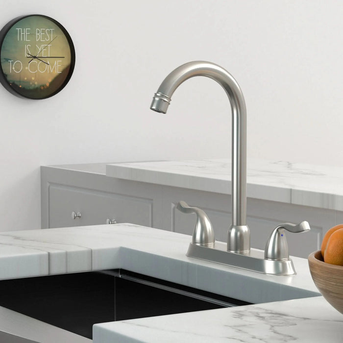 Stainless Steel Kitchen Sink Faucet with 2 Handles, Brushed Nickel Finish, 3-Hole Installation- DTY Store