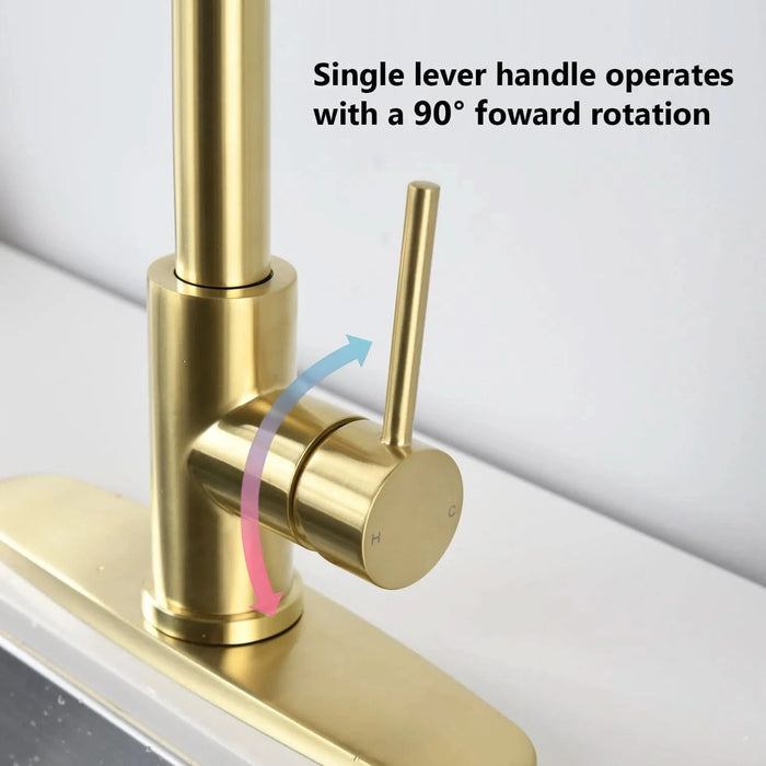 Stainless Steel Pull Down Kitchen Faucet with Soap Dispenser Brushed Gold - DTY Store