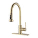 Stainless Steel Pull Down Kitchen Faucet with Soap Dispenser Brushed Gold - DTY Store