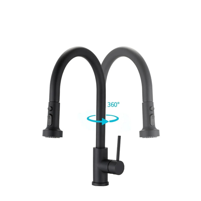 Stainless Steel Pull Down Kitchen Faucet with Soap Dispenser Matte Black - DTY Store