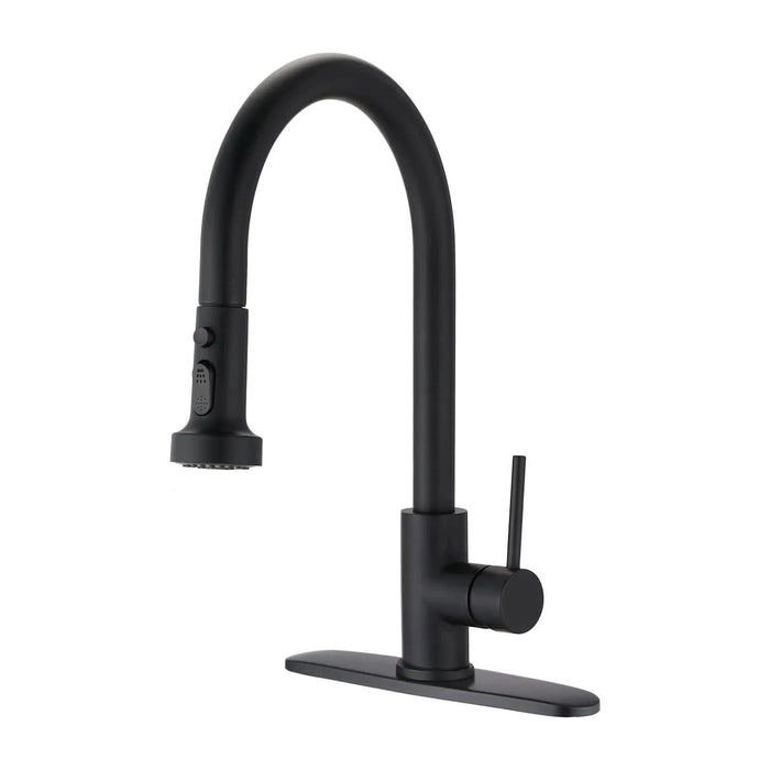 Stainless Steel Pull Down Kitchen Faucet with Soap Dispenser Matte Black - DTY Store