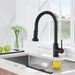 Stainless Steel Pull Down Kitchen Faucet with Soap Dispenser Matte Black- DTY Store