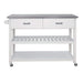 Stainless Steel Table Top White Kicthen Cart With Two Drawers Default -DTYStore