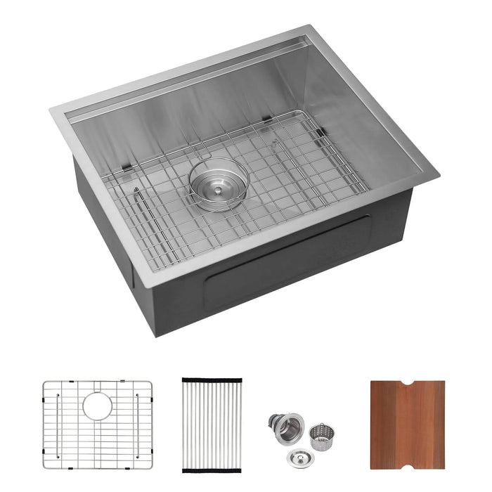 Stainless Steel Undermount Laundry Workstation Sink 24' x 18' x 13' with Deep Single Bowl and Accessories Default -DTYStore
