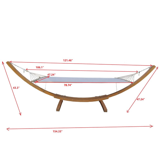 Standalone 1-Person Hammock with Stand Set for Indoor & Outdoor Use, White Teak, Plywood Canvas Default -DTYStore