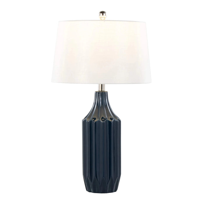 Stella 23' Contemporary Ceramic Table Lamp in Gloss Dark Blue Ceramic with White Shade by LumiSource Default -DTYStore