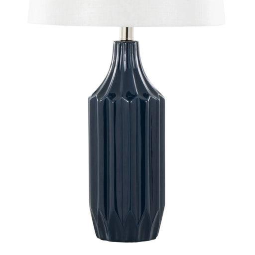 Stella 23' Contemporary Ceramic Table Lamp in Gloss Dark Blue Ceramic with White Shade by LumiSource Default -DTYStore