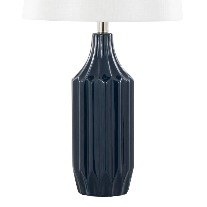 Stella 23' Contemporary Ceramic Table Lamp in Gloss Dark Blue Ceramic with White Shade by LumiSource Default -DTYStore