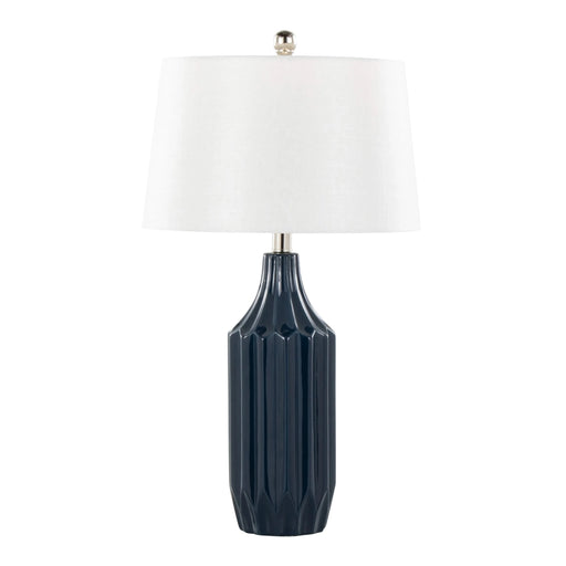 Stella 23' Contemporary Ceramic Table Lamp in Gloss Dark Blue Ceramic with White Shade by LumiSource Default -DTYStore