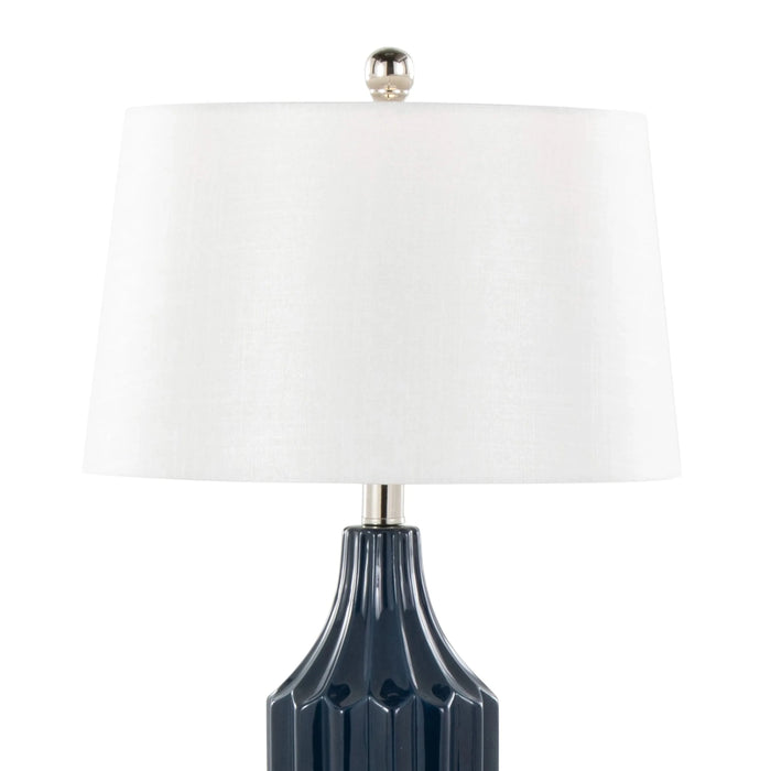 Stella 23' Contemporary Ceramic Table Lamp in Gloss Dark Blue Ceramic with White Shade by LumiSource Default -DTYStore