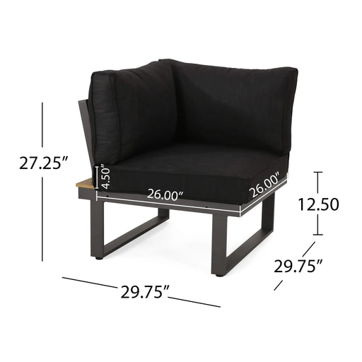 Sterling V-Shaped Outdoor Aluminum 5 Seater Sofa Set with Cushions Default -DTYStore