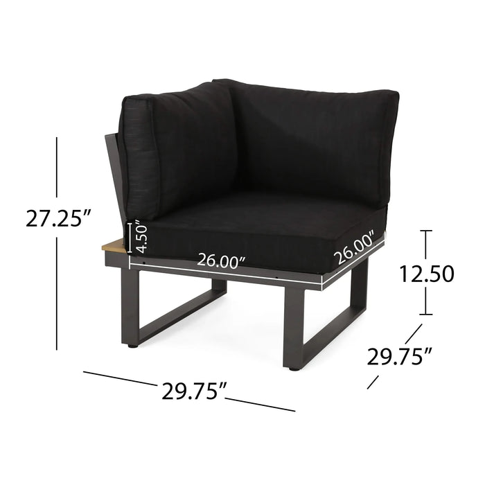 Sterling V-Shaped Outdoor Aluminum 5 Seater Sofa Set with Cushions Default -DTYStore