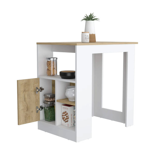 Stirling Kitchen Island with 1-Door Cabinet Push to open System and Side Shelves Default -DTYStore