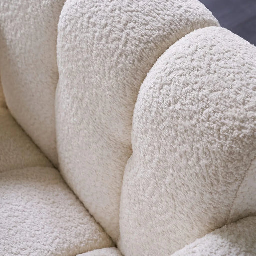 Stylish Boucle Upholstered Accent Chair with Solid Wood Frame and High-Density Foam in Beige Default -DTYStore