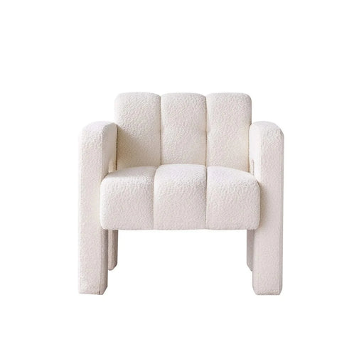 Stylish Boucle Upholstered Accent Chair with Solid Wood Frame and High-Density Foam in Beige Default -DTYStore