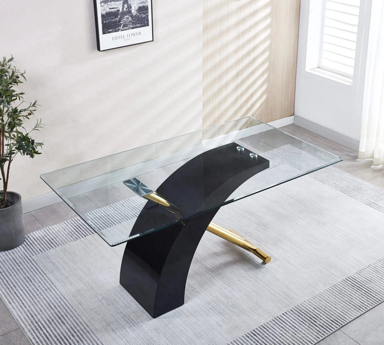 Stylish Dining Room Table, Luxury Glass Top Dining Table, Modern Design For Your House (2 Colors) Default -DTYStore