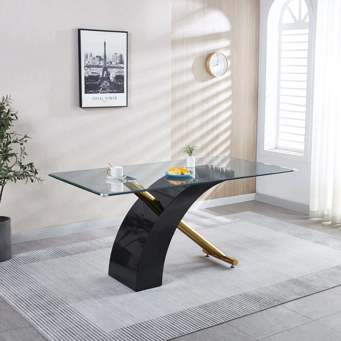 Stylish Dining Room Table, Luxury Glass Top Dining Table, Modern Design For Your House (2 Colors) Default -DTYStore