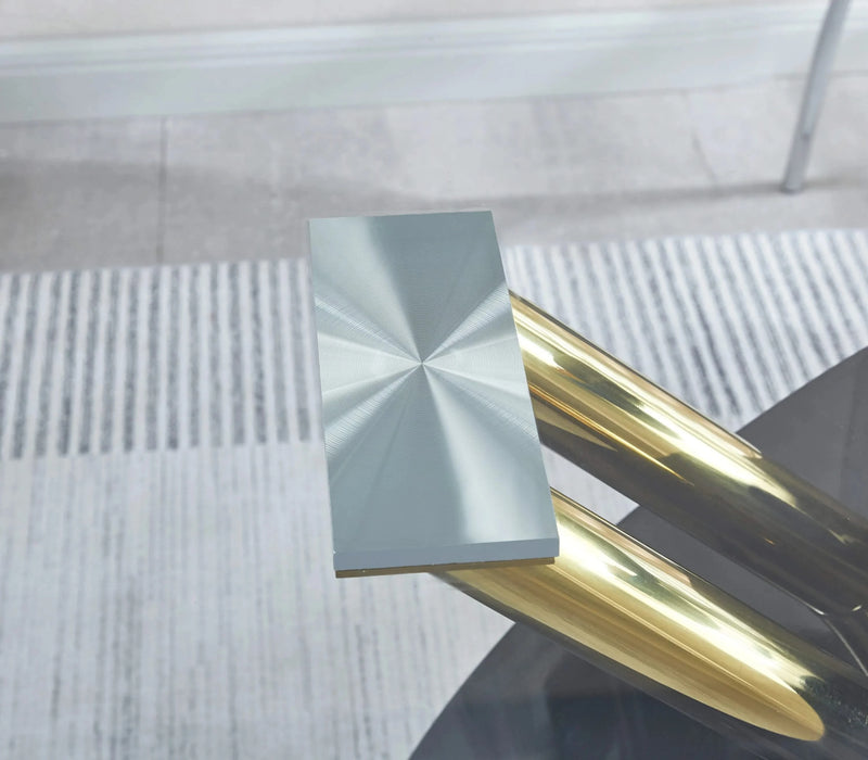 Stylish Dining Room Table, Luxury Glass Top Dining Table, Modern Design For Your House (2 Colors) Default -DTYStore