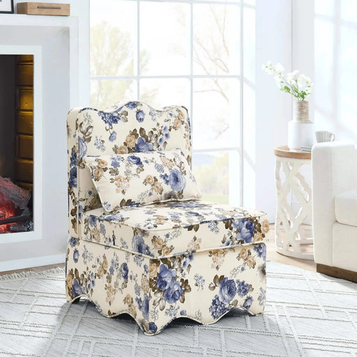Stylish Flannel Dining Chair with Soft Cushion and Backrest in Blue, 25'*26'*35' Default -DTYStore