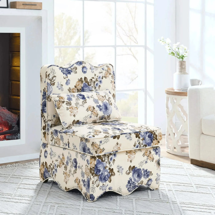 Stylish Flannel Dining Chair with Soft Cushion and Backrest in Blue, 25'*26'*35' Default -DTYStore