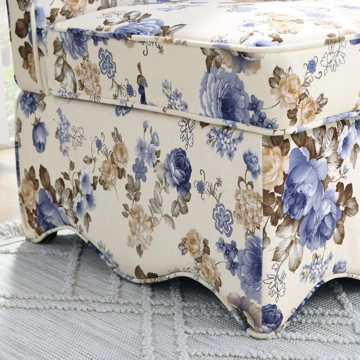 Stylish Flannel Dining Chair with Soft Cushion and Backrest in Blue, 25'*26'*35' Default -DTYStore