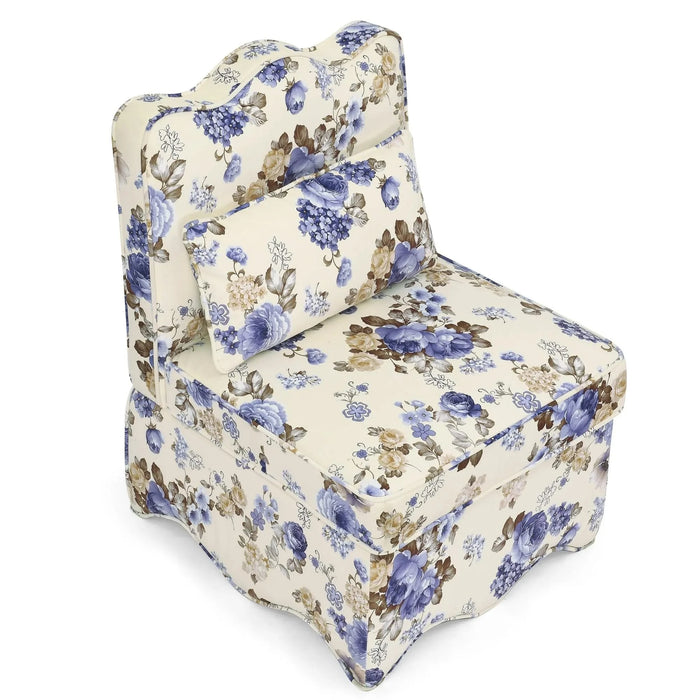 Stylish Flannel Dining Chair with Soft Cushion and Backrest in Blue, 25'*26'*35' Default -DTYStore