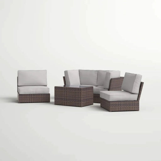Stylish Outdoor Wicker Sofa Set with Cushions - Seats 4 - Weather Resistant Resin Wicker Default -DTYStore