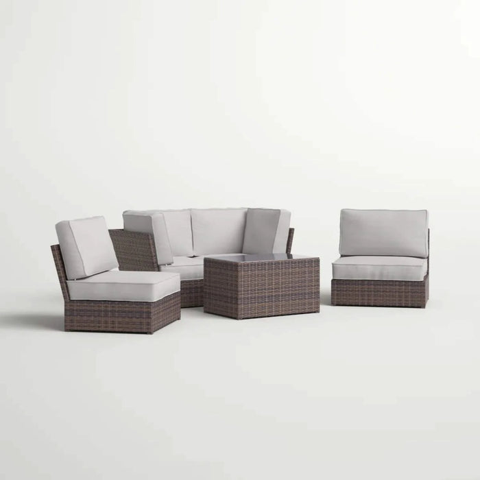 Stylish Outdoor Wicker Sofa Set with Cushions - Seats 4 - Weather Resistant Resin Wicker Default -DTYStore