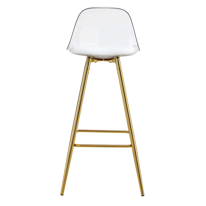 Stylish Upholstered Bar Chairs with Metal Legs in White and Gold for Dining Room, Kitchen, and Terrace Default -DTYStore