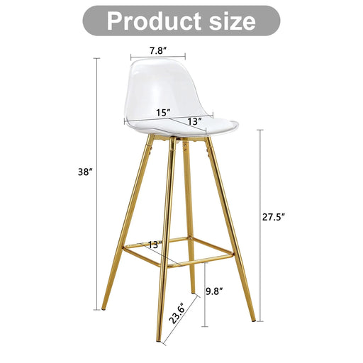 Stylish Upholstered Bar Chairs with Metal Legs in White and Gold for Dining Room, Kitchen, and Terrace Default -DTYStore