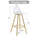 Stylish Upholstered Bar Chairs with Metal Legs in White and Gold for Dining Room, Kitchen, and Terrace Default -DTYStore