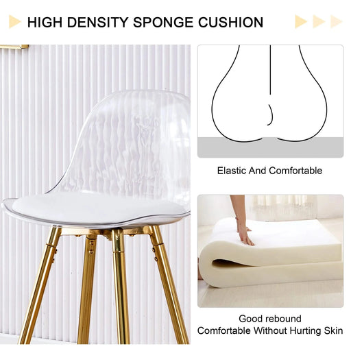 Stylish Upholstered Bar Chairs with Metal Legs in White and Gold for Dining Room, Kitchen, and Terrace Default -DTYStore