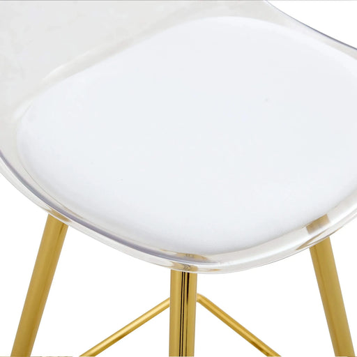 Stylish Upholstered Bar Chairs with Metal Legs in White and Gold for Dining Room, Kitchen, and Terrace Default -DTYStore