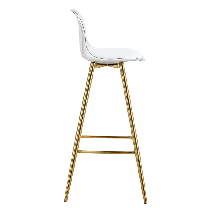 Stylish Upholstered Bar Chairs with Metal Legs in White and Gold for Dining Room, Kitchen, and Terrace Default -DTYStore