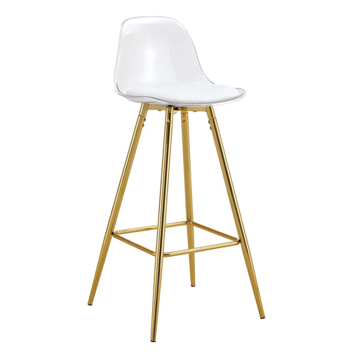 Stylish Upholstered Bar Chairs with Metal Legs in White and Gold for Dining Room, Kitchen, and Terrace Default -DTYStore