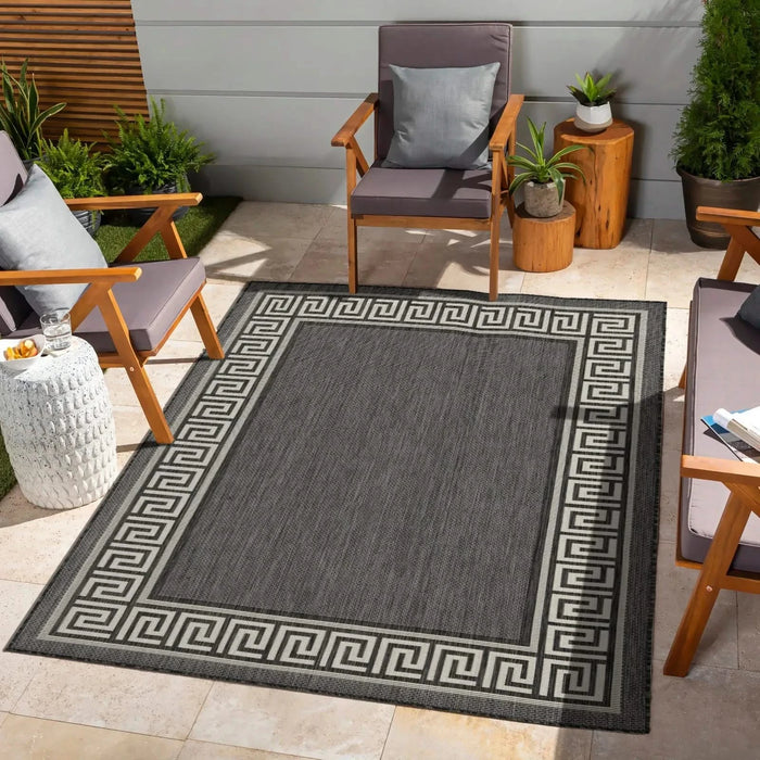 Sunshine GC_HAR2002 Anthracite 7 ft. 10 in. x 10 ft. 3 in. Indoor/Outdoor Area Rug Default -DTYStore