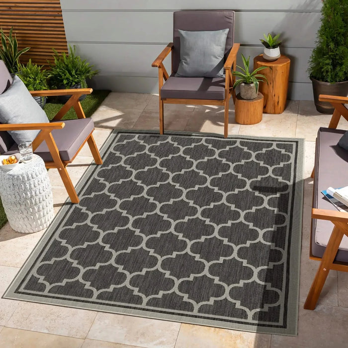 Sunshine GC_HAR2005 Anthracite 7 ft. 10 in. x 10 ft. 3 in. Indoor/Outdoor Area Rug Default -DTYStore