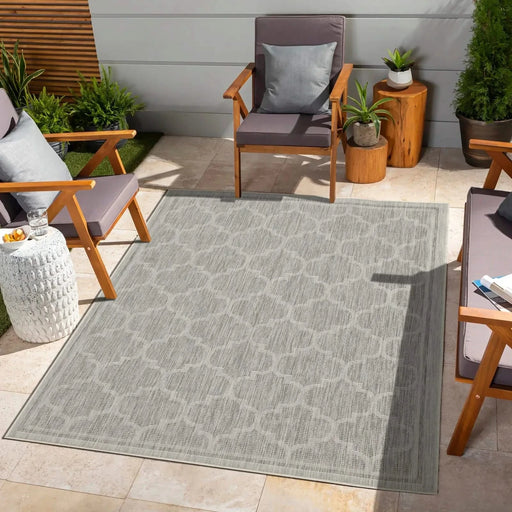 Sunshine GC_HAR2006 Silver 7 ft. 10 in. x 10 ft. 3 in. Indoor/Outdoor Area Rug Default -DTYStore