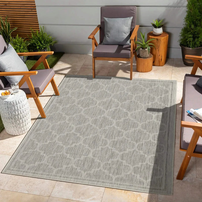 Sunshine GC_HAR2006 Silver 7 ft. 10 in. x 10 ft. 3 in. Indoor/Outdoor Area Rug Default -DTYStore