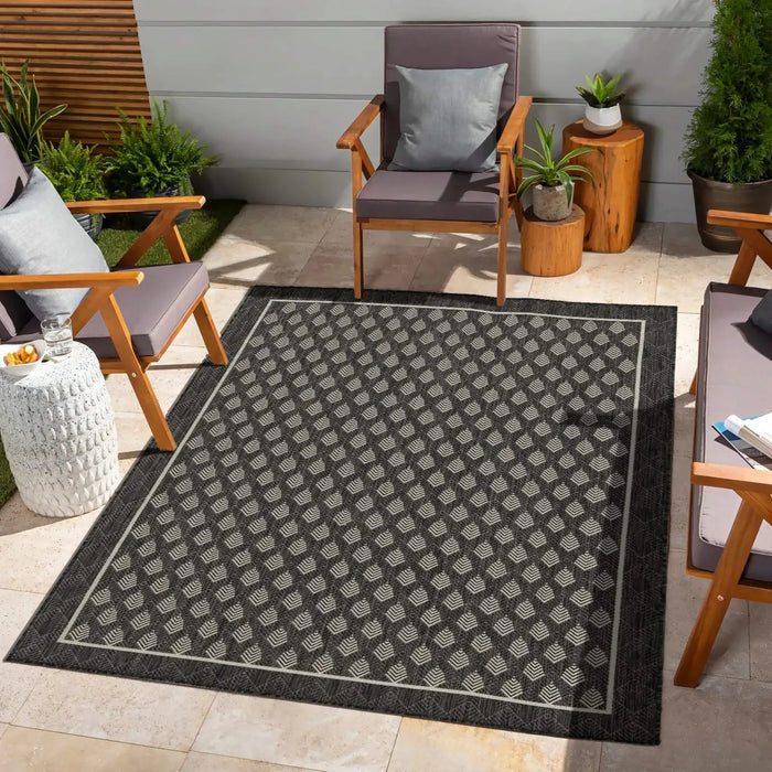 Sunshine GC_HAR2008 Anthracite 7 ft. 10 in. x 10 ft. 3 in. Indoor/Outdoor Area Rug Default -DTYStore