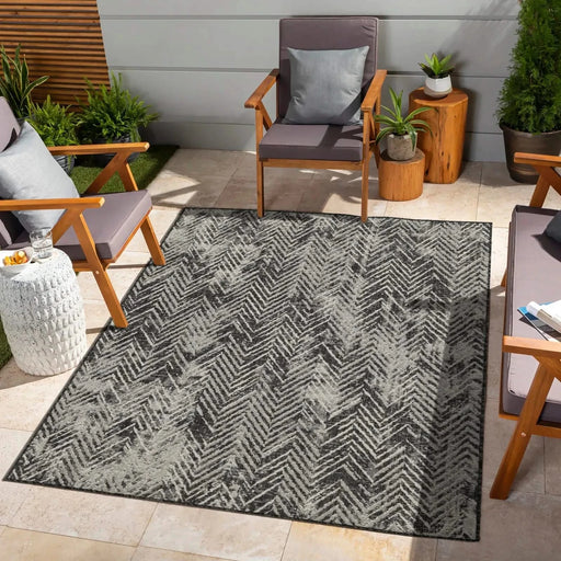 Sunshine GC_HAR2011 Anthracite 7 ft. 10 in. x 10 ft. 3 in. Indoor/Outdoor Area Rug Default -DTYStore