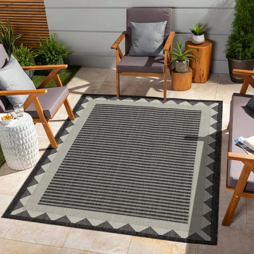 Sunshine GC_HAR2014 Anthracite 7 ft. 10 in. x 10 ft. 3 in. Indoor/Outdoor Area Rug Default -DTYStore