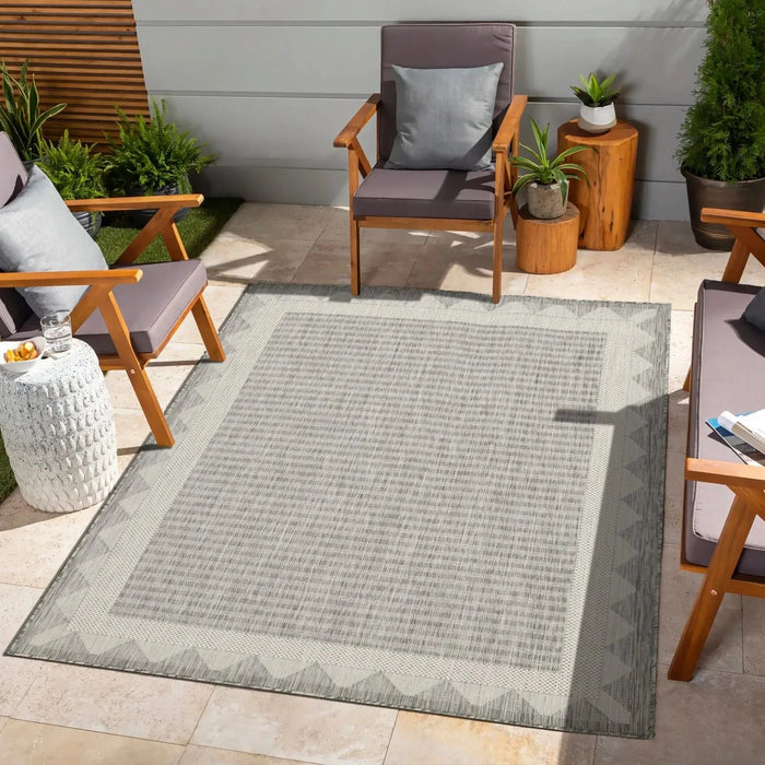 Sunshine GC_HAR2015 Silver 7 ft. 10 in. x 10 ft. 3 in. Indoor/Outdoor Area Rug Default -DTYStore