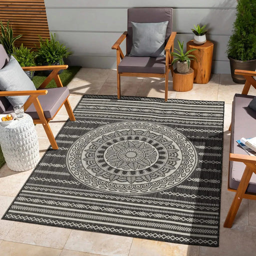 Sunshine GC_HAR2017 Anthracite 7 ft. 10 in. x 10 ft. 3 in. Indoor/Outdoor Area Rug Default -DTYStore