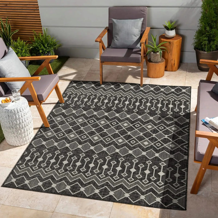 Sunshine GC_HAR2020 Anthracite 7 ft. 10 in. x 10 ft. 3 in. Indoor/Outdoor Area Rug Default -DTYStore